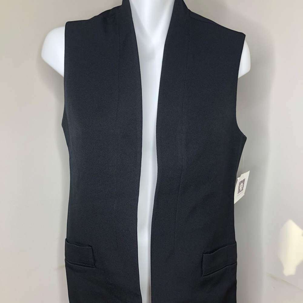 AK ANNE KLEIN BLACK OPEN SUITING VEST WITH POCKET DETAIL NWT A17